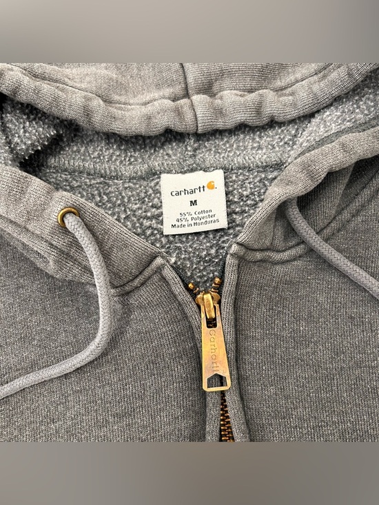 Carhartt Full Zip Hoodie Jacket Workwear K122 CHH Faded Grey Medium - Picture 4 of 5